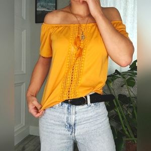 H&M Strapless Summer Top in Yellow